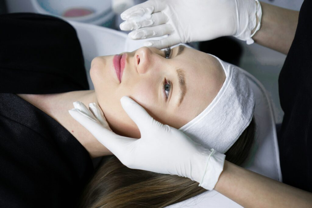 Facial treatment at beauty salon