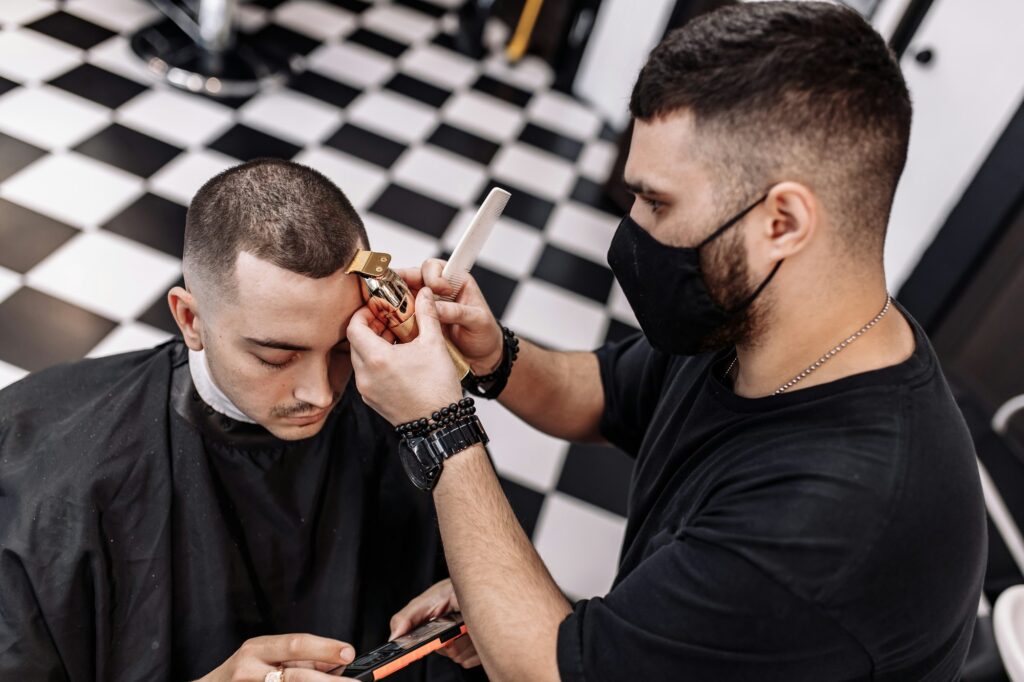 Men's beauty salon. Men's haircut in a barbershop.