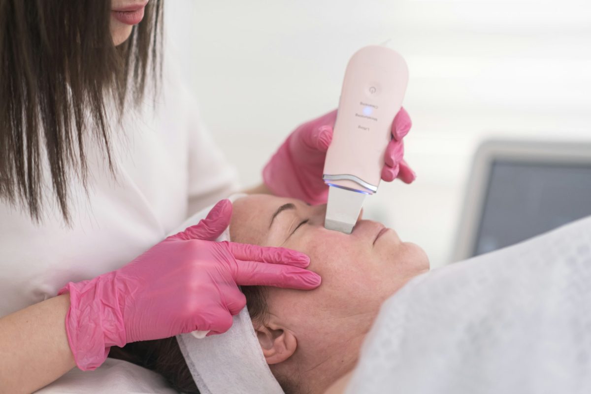 Deep clean pores and rejuvenate skin with an ultrasonic scrubber. ultrasound face therapy